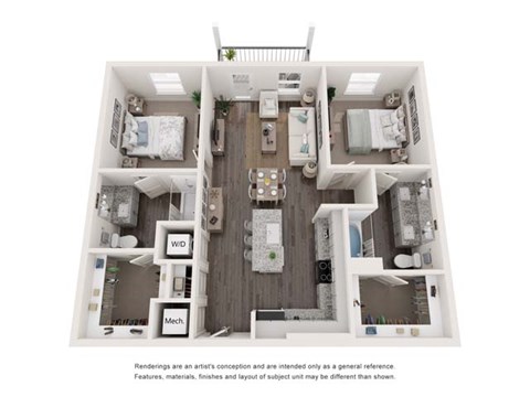 a 3 bedroom floor plan with a bathroom and a living room
